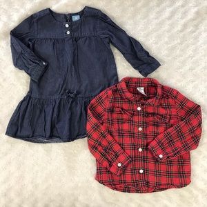 Baby Gap Tunic Top OshKosh Button Down Plaid Red